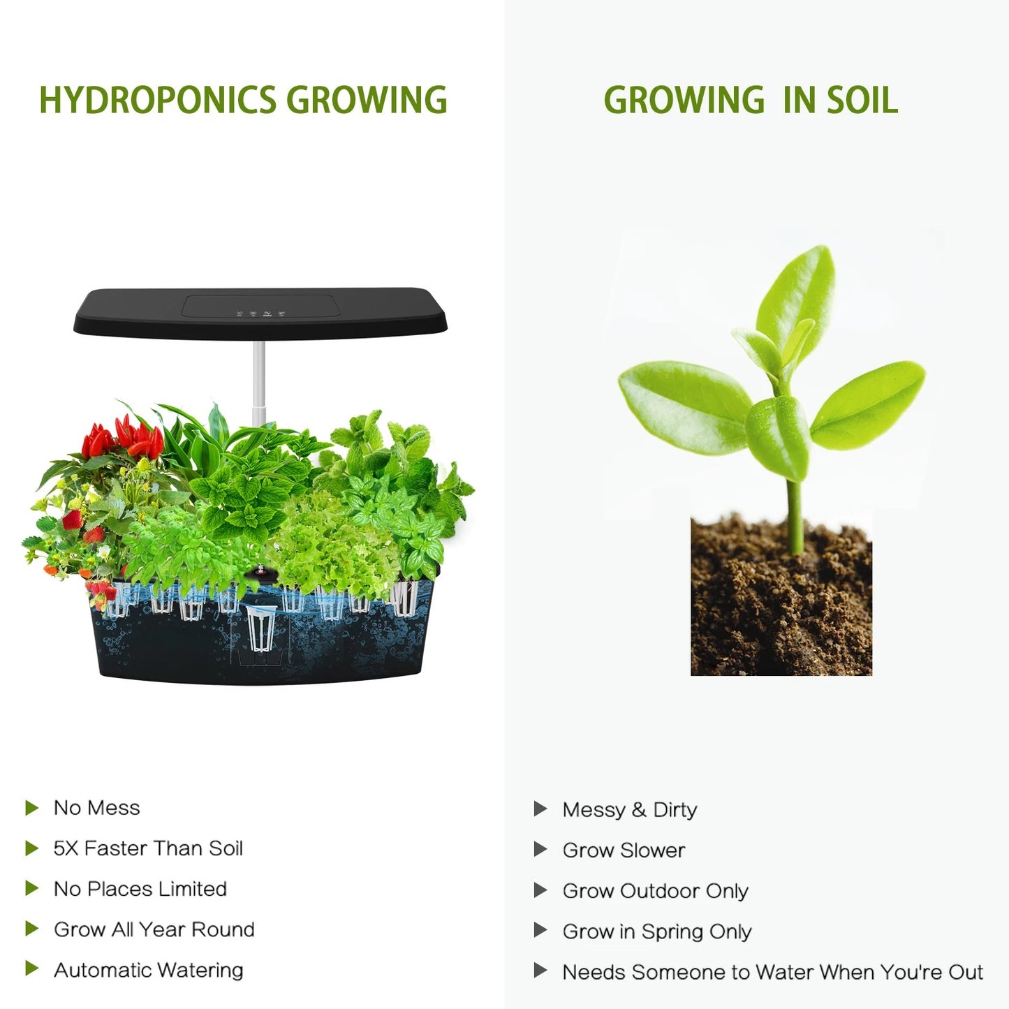 Hydroponic garden in black plastic (Sprout)