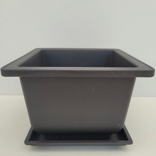 Bonzai pot in plastic with barrel, 17x17x12 cm