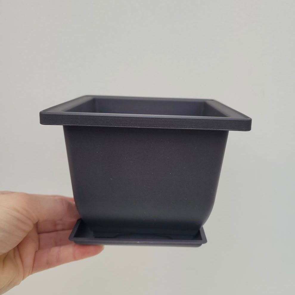 Bonzai pot in plastic with barrel, 13x13x9 cm